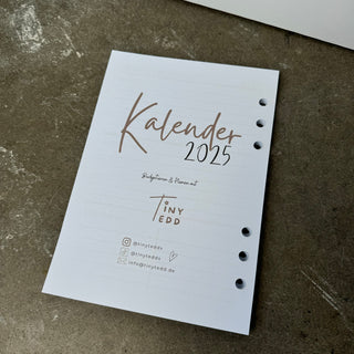 Kalender 2025 Einlagen A5 gelocht - Beiges Design