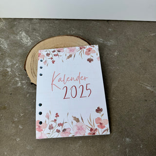 Kalender 2025 Einlagen A5 gelocht - Flower Design